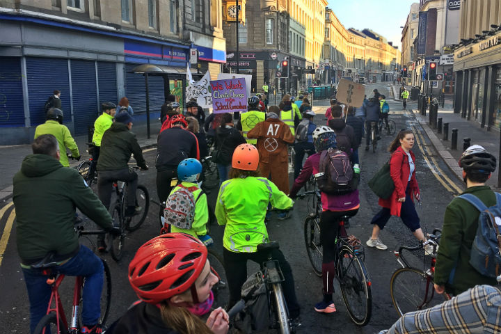 Extinction Rebellion Slow Cycle Roadblock in Newcastle