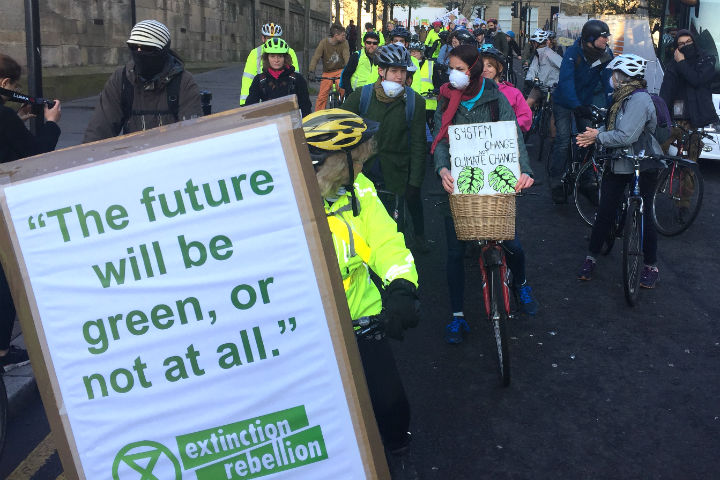 Extinction Rebellion Slow Cycle Roadblock in Newcastle